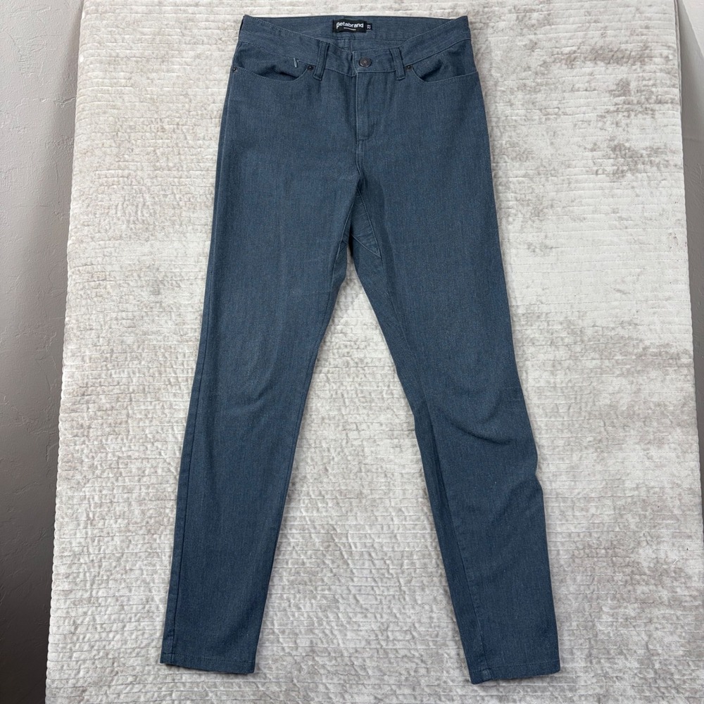 Betabrand‎ Dress Pant Yoga Pants Blue Heather Skinny 5-Pocket Trousers Size 27